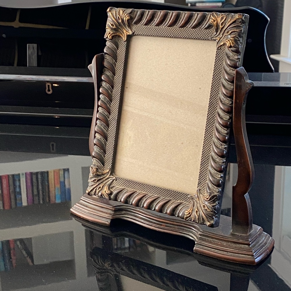 Elegant Mahogany and Gold Tone Picture Frame
